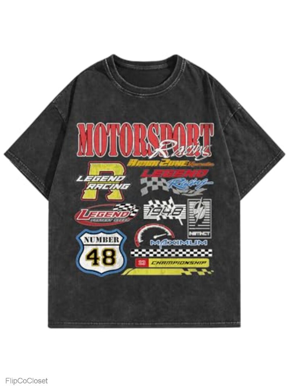Mens Acid Washed Graphic Tee Y2K Vintage Streetwear Oversized Cotton T-Shirt